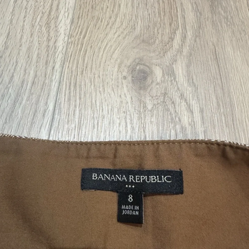 Banana Republic Seafarer Pants Womens 8 Beige Linen Blend Pleated Herringbone